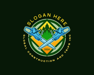 Logging Chainsaw Woodwork Logo