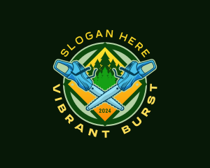 Logging Chainsaw Woodwork Logo