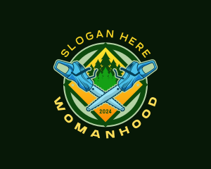 Logging Chainsaw Woodwork Logo