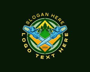 Logging Chainsaw Woodwork Logo