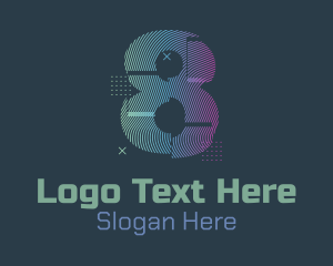 Eight - Modern Glitch Number 8 logo design