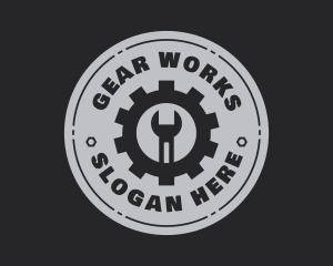 Mechanic Cogwheel Wrench logo design