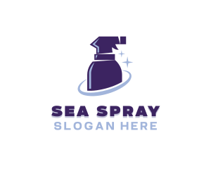 Spray Bottle Cleaner Sanitation logo design