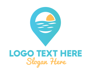Heritage - Cyan Beach Pin logo design