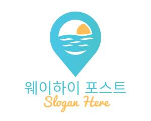 Cyan Beach Pin logo design