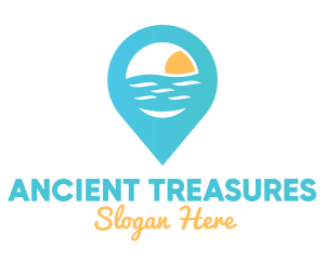 Cyan Beach Pin logo design