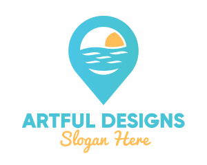 Cyan Beach Pin logo design