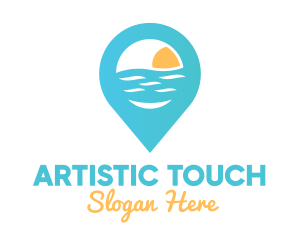 Cyan Beach Pin logo design