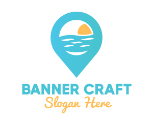 Cyan Beach Pin logo design