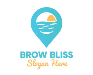 Cyan Beach Pin logo design