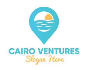 Cyan Beach Pin logo design