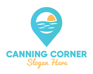 Cyan Beach Pin logo design