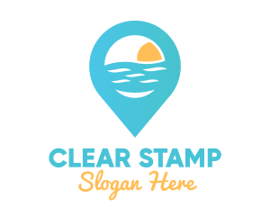 Cyan Beach Pin logo design