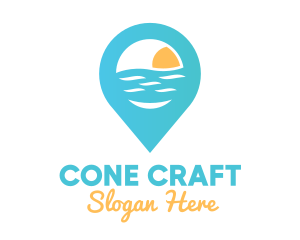 Cyan Beach Pin logo design