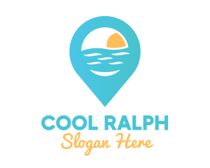 Cyan Beach Pin logo design