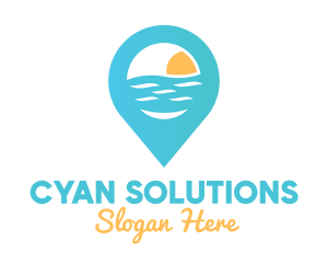 Cyan Beach Pin logo design