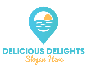 Cyan Beach Pin logo design