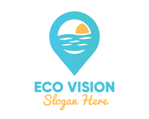 Cyan Beach Pin logo design