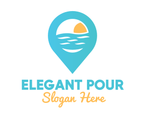 Cyan Beach Pin logo design