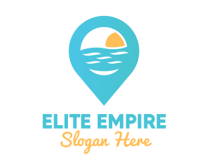 Cyan Beach Pin logo design