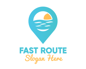 Route - Cyan Beach Pin logo design