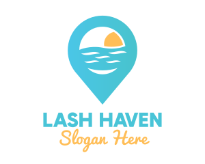 Cyan Beach Pin logo design