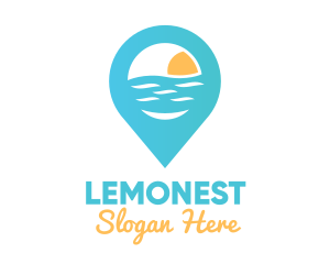 Hospitality - Cyan Beach Pin logo design