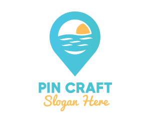 Pin - Cyan Beach Pin logo design