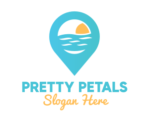 Cyan Beach Pin logo design