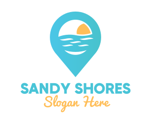 Beach - Cyan Beach Pin logo design