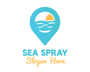 Cyan Beach Pin logo design