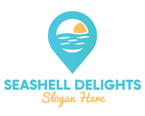 Cyan Beach Pin logo design