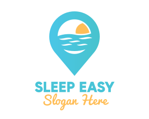 Cyan Beach Pin logo design