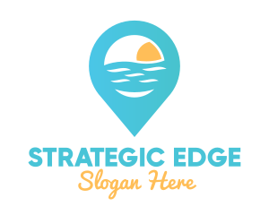 Positioning - Cyan Beach Pin logo design