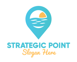 Positioning - Cyan Beach Pin logo design