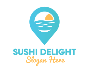 Cyan Beach Pin logo design