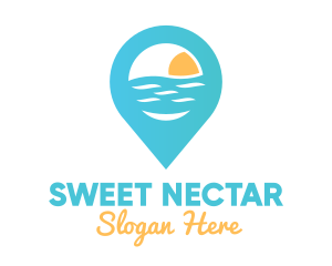 Cyan Beach Pin logo design