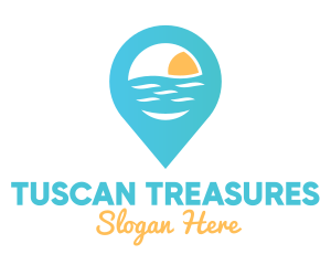 Cyan Beach Pin logo design