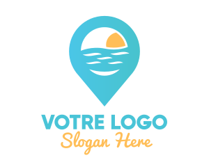 Positioning - Cyan Beach Pin logo design