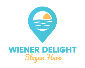 Cyan Beach Pin logo design