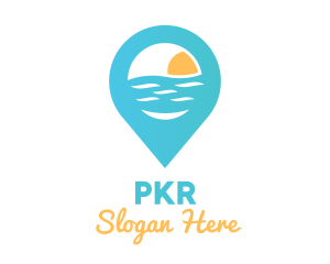 Cyan Beach Pin logo design