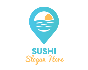 Cyan Beach Pin logo design