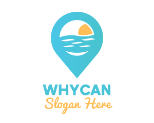 Vacation - Cyan Beach Pin logo design