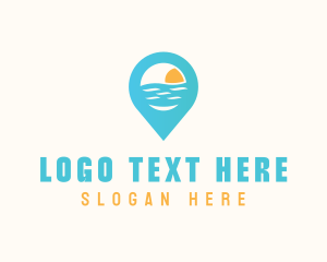 Cyan Beach Pin logo design