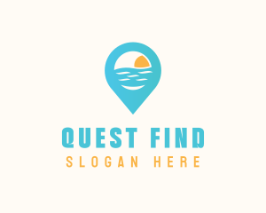 Cyan Beach Pin logo design