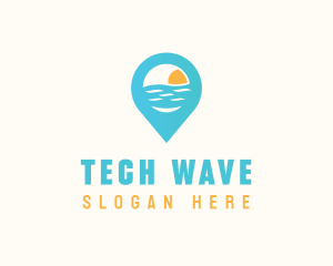 Cyan Beach Pin logo design