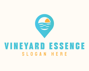 Cyan Beach Pin logo design