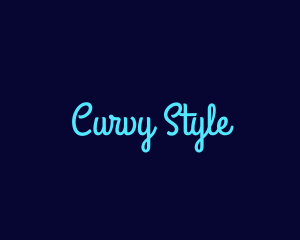 Curvy - Bright Blue Handwriting logo design