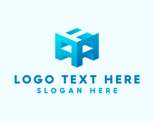 3d - Digital Cube Letter A logo design