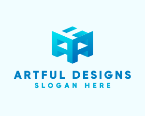 Digital Cube Letter A logo design